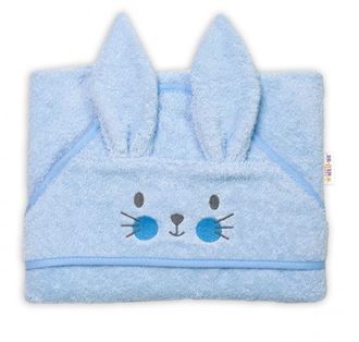 Obrázok z Detská froté osuška s kapucňou 80 x 80 cm, Cute Bunny - modrá, Baby Nellys