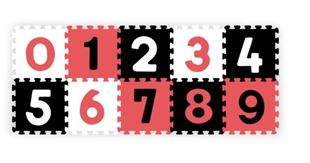 Obrázok Penové puzzle, podložka - Čísla, 10ks, čierna/červená/biela, BabyOno