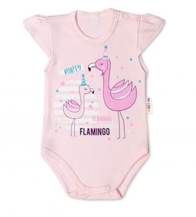 Obrázok Bavlnené dojčenské body, Kr. rukáv, Flamingo - sv. ružové