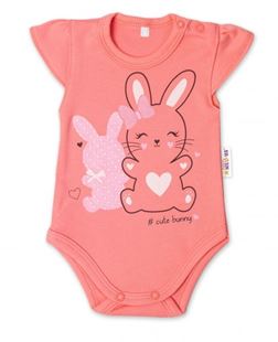 Obrázok Bavlnené dojčenské body, Kr. rukáv, Cute Bunny - lososové