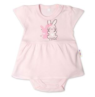 Obrázok Bavlnené dojčenské sukničkobody, Kr. rukáv, Cute Bunny - sv. ružové