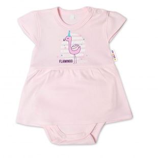 Obrázok Bavlnené dojčenské sukničkobody, Kr. rukáv, Flamingo - sv. ružové