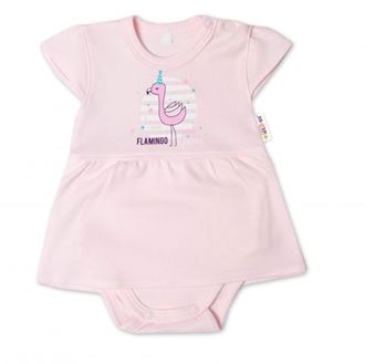 Obrázok z Bavlnené dojčenské sukničkobody, Kr. rukáv, Flamingo - sv. ružové