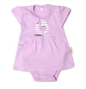 Obrázok Bavlnené dojčenské sukničkobody, Kr. rukáv, Flamingo - lila