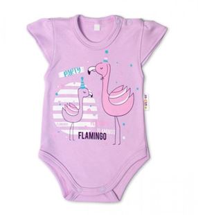 Obrázok Bavlnené dojčenské body, Kr. rukáv, Flamingo - lila