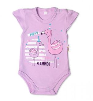 Obrázok z Bavlnené dojčenské body, Kr. rukáv, Flamingo - lila