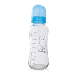 Obrázok Sklenená fľaštička pre dojčené deti 240 ml Modrá