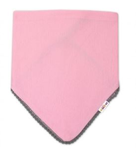 Obrázok Detský bavlnený šatku na krk s mini brmbolcami - ružový / šedý lem