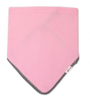 Obrázok z Detský bavlnený šatku na krk s mini brmbolcami - ružový / šedý lem