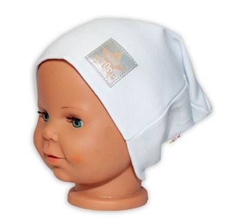 Obrázok z Detská funkčná čiapka s dvojitým lemom - biela
