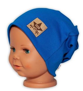 Obrázok Detská funkčná čiapka s dvojitým lemom - tm. modrá