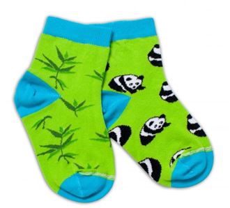 Obrázok z Bavlnené veselé ponožky Panda - zelené