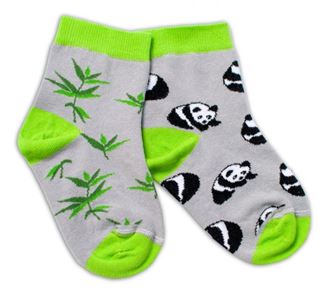 Obrázok z Bavlnené veselé ponožky Panda - šedé