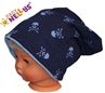 Obrázok z Bavlnená sada čiapočka a nákrčník s lebkami Baby Nellys ® - tm. modrá, veľ. 104/116