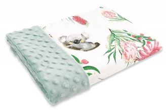 Obrázok z Bavlnená deka s Minky 100x75cm, Exotika, biela / mätová