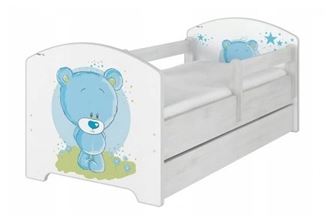 Obrázok z Detská posteľ Oskar Modrý medvedík 140x70 cm - Nórska borovica
