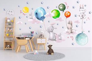Obrázok Zajačikov, balóniky, mráčiky a hviezdičky Farebná