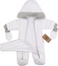 Obrázok z Z&amp;Z Zimná prešívaná kombinéza s kožušinou a kapucňou + rukavičky - biela