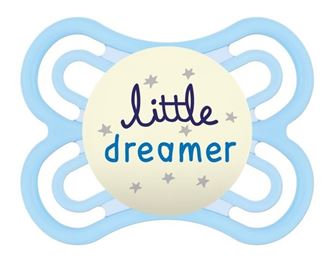 Obrázok z Symetrický cumlík Perfect Night Boy, svietiaci - Little dreamer, modrá, 0m +