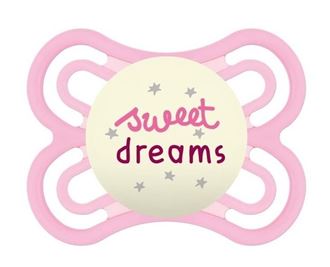 Obrázok z Symetrický cumlík Perfect Night Girl, svietiaci - Sweet dreams, ružová, 0m +