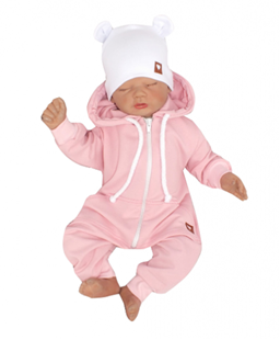 Obrázok Detský teplákový overal s kapucňou, ružový