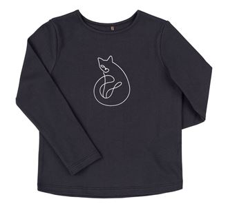 Obrázok z Dievčenské tričko s dlhým rukávom Mačka Čierna