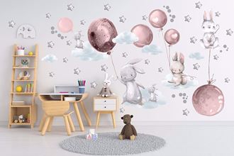 Obrázok z Zajačikov, balóniky, mráčiky a hviezdičky Ružová