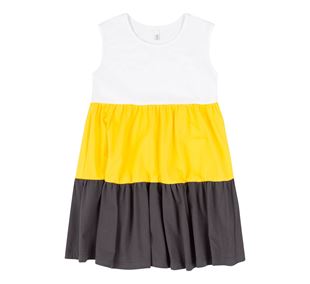 Obrázok Dievčenské letné šaty bez rukávov Pruhy Biela-žltá-čierna