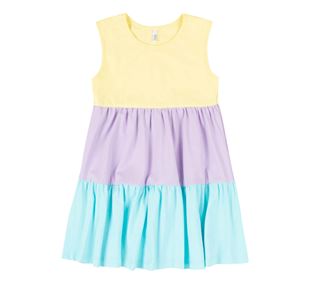 Obrázok Dievčenské letné šaty bez rukávov Pruhy Žltá-Fialová-Mátová