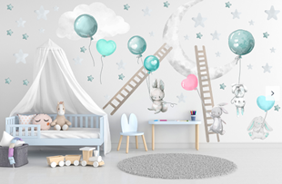 Obrázok Zajačikov, balóniky, rebríky a nechtík Tyrkysová