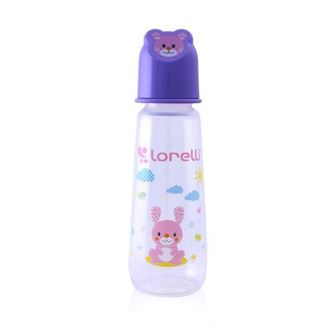 Obrázok z Dojčenská fľaštička Lorella 250 ml s vekom v tvare zvieraťa VIOLET