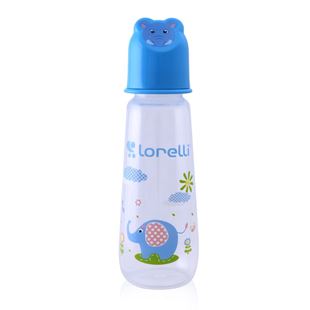Obrázok Dojčenská fľaštička Lorella 250 ml s vekom v tvare zvieraťa BLUE
