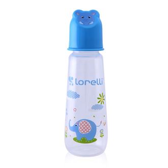 Obrázok z Dojčenská fľaštička Lorella 250 ml s vekom v tvare zvieraťa BLUE