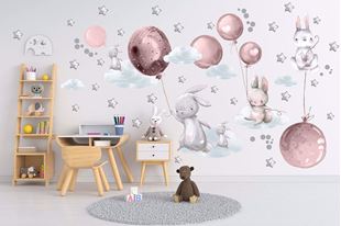 Obrázok Zajačikov, balóniky, mráčiky a hviezdičky Ružová