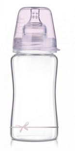 Obrázok Sklenená fľaštička 250 ml Diamond Glass - mašlička - ružová