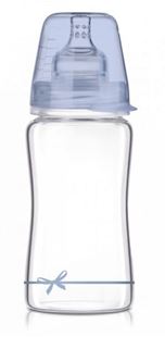 Obrázok Sklenená fľaštička 250 ml Diamond Glass - mašlička - modrá