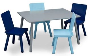 Obrázok Detský stôl so štyrmi stoličkami Šedo-modrý