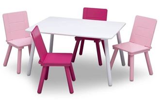 Obrázok z Detský stôl so štyrmi stoličkami Bielo-ružový