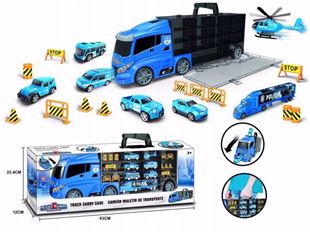Obrázok Nákladné auto s autíčkami a cestným príslušenstvom Polici Modrá