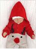 Obrázok z Detský pletený Vianočný overal s kapucňou a gombíkmi Baby Sob, červený