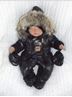Obrázok z Zimná kombinéza s dvojitým zipsom, kapucňou a kožušinou + rukavičky Z&amp;Z, Angel - čierny