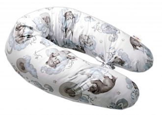 Obrázok z Dojčiace bavlnený vankúš - relaxačná poduška , Zvieratká na mráčiku, modrý