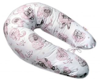 Obrázok z Dojčiace bavlnený vankúš - relaxačná poduška , Zvieratká na mráčiku, ružový