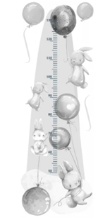 Obrázok Meter na stenu - Zajačikov a balóniky Sivá