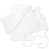 Obrázok z Zimná čiapka na zaväzovanie s brmbolcami + šál, - biela