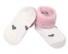 Obrázok z Bavlnené detské ponožky s chlpáčkovým lemom, Srdiečka - biele, 1 pár