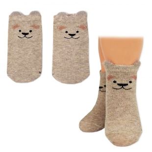 Obrázok Chlapčenské bavlnené ponožky Psík 3D - hnedé - 1 pár
