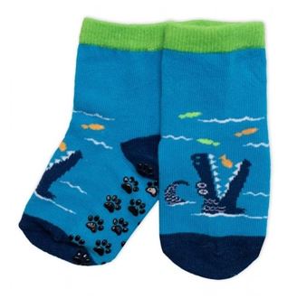 Obrázok z Detské ponožky s ABS Krokodíl - modré