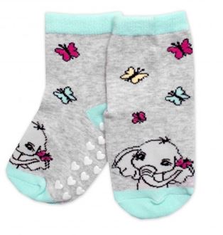 Obrázok z Detské ponožky s ABS Sloník - šedé