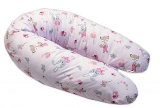 Obrázok z Dojčiace bavlnený vankúš - relaxačná poduška Líška a zajac, ružový